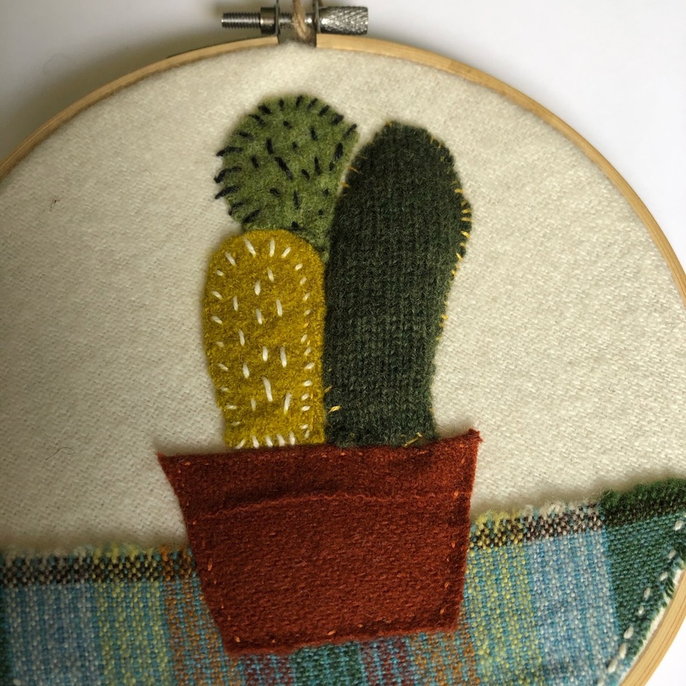 Handcrafted | Felted Wool Cactus Hoop Art 🌵 - Picture 2 of 6